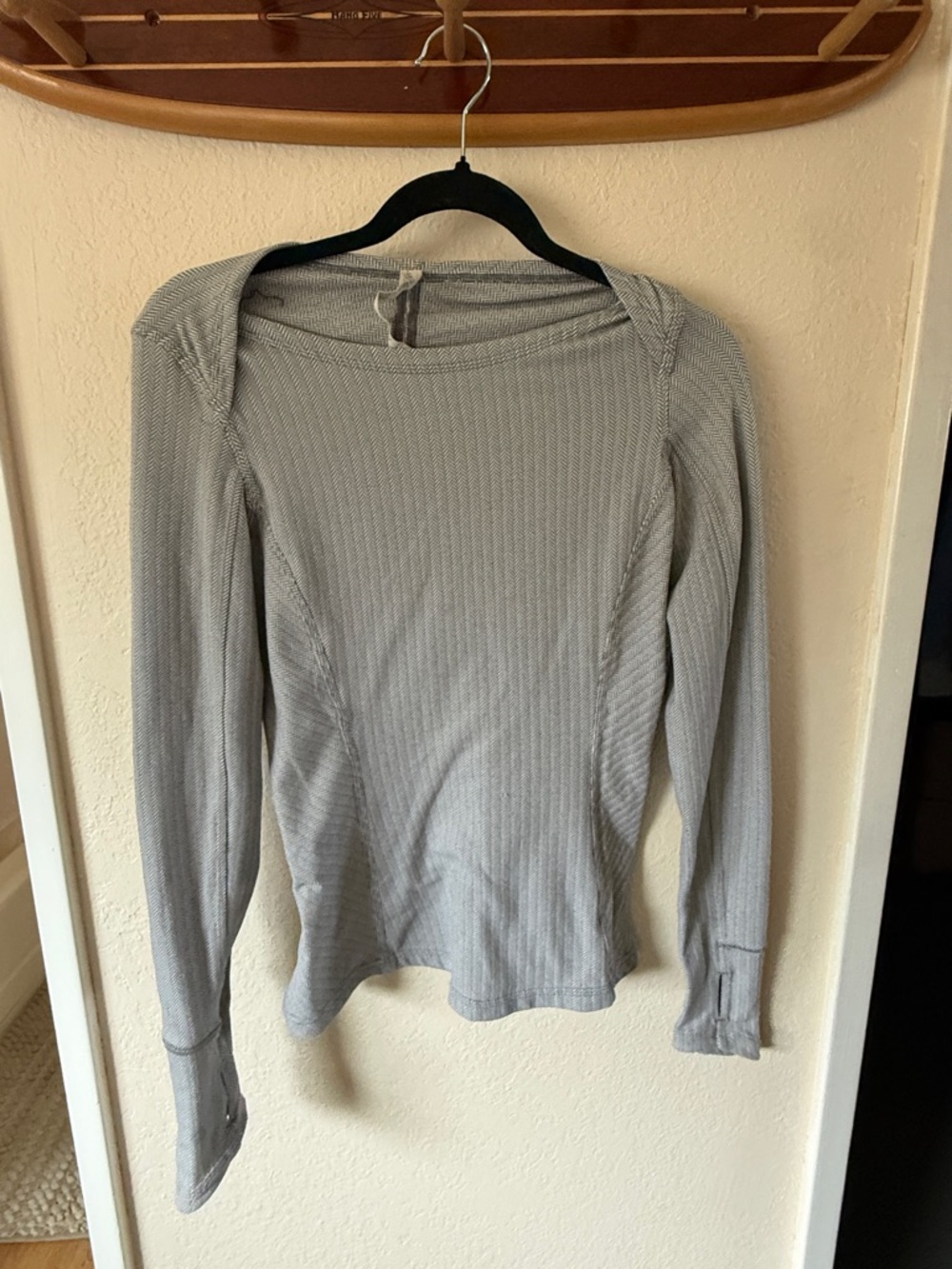lululemon athletica Light Gray Ribbed Long-Sleeve Top